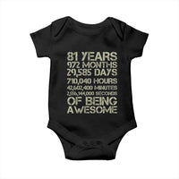Vintage 81st Milestone Birthday Baby Onesie 81 Years Of Being Awesome