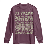 Vintage 81st Milestone Birthday Long Sleeve Shirt 81 Years Of Being Awesome