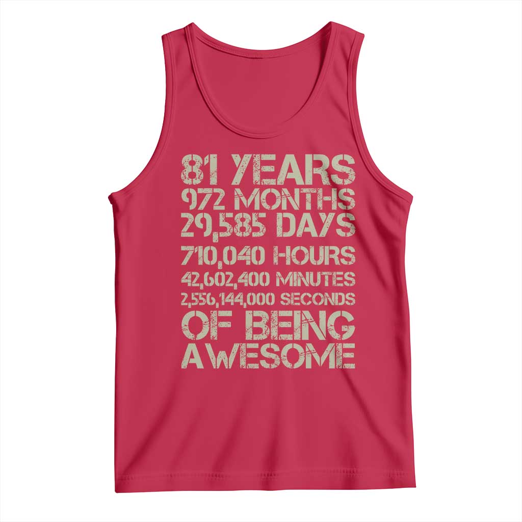Vintage 81st Milestone Birthday Tank Top 81 Years Of Being Awesome