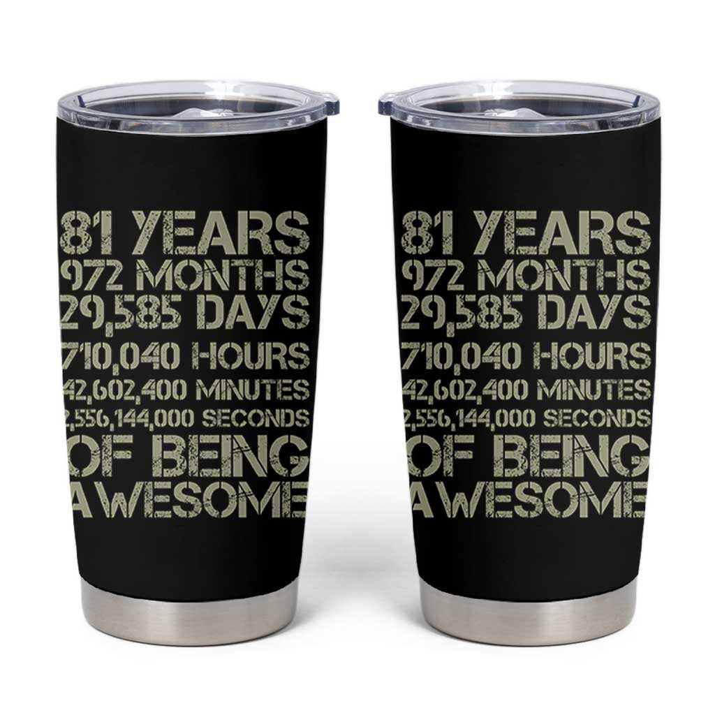 Vintage 81st Milestone Birthday Tumbler Cup 81 Years Of Being Awesome