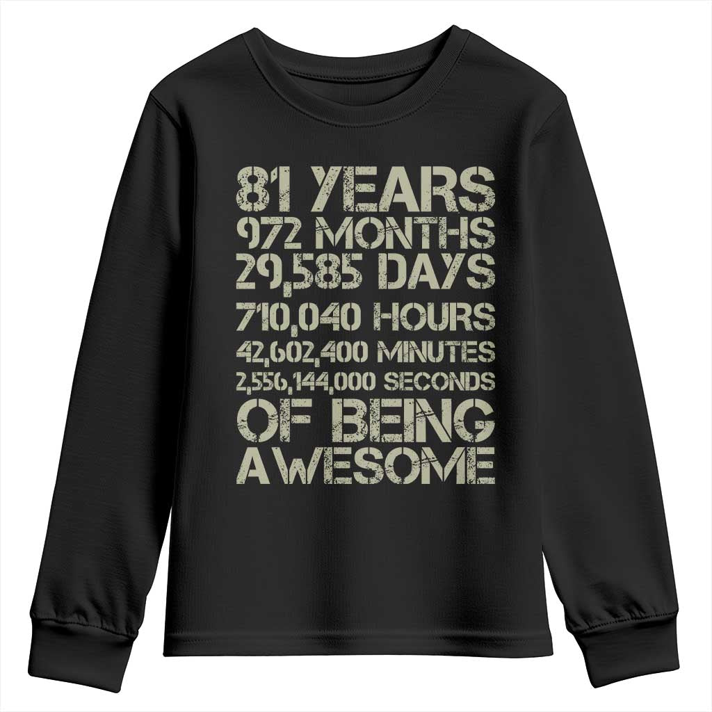 Vintage 81st Milestone Birthday Youth Sweatshirt 81 Years Of Being Awesome