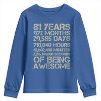 Vintage 81st Milestone Birthday Youth Sweatshirt 81 Years Of Being Awesome