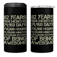 Vintage 82nd Milestone Birthday 4 in 1 Can Cooler Tumbler 82 Years Of Being Awesome