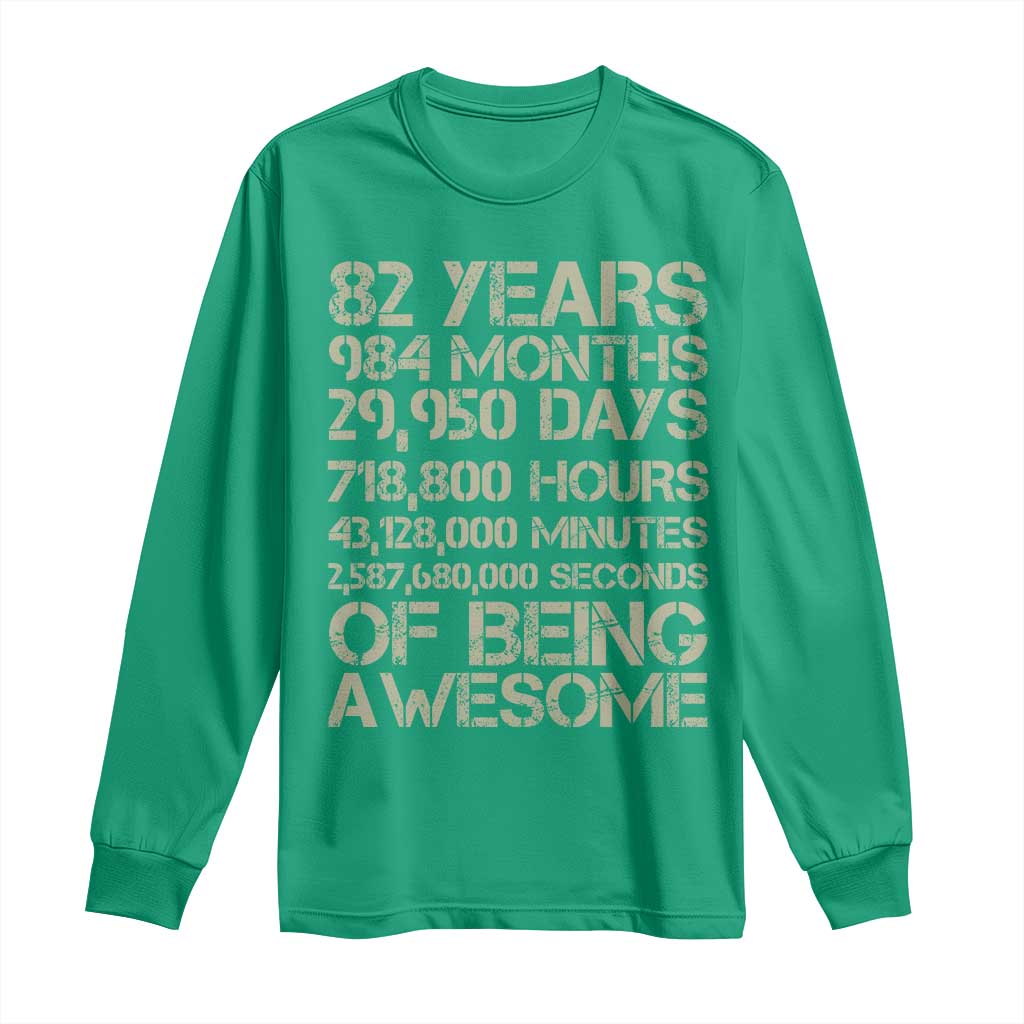 Vintage 82nd Milestone Birthday Long Sleeve Shirt 82 Years Of Being Awesome
