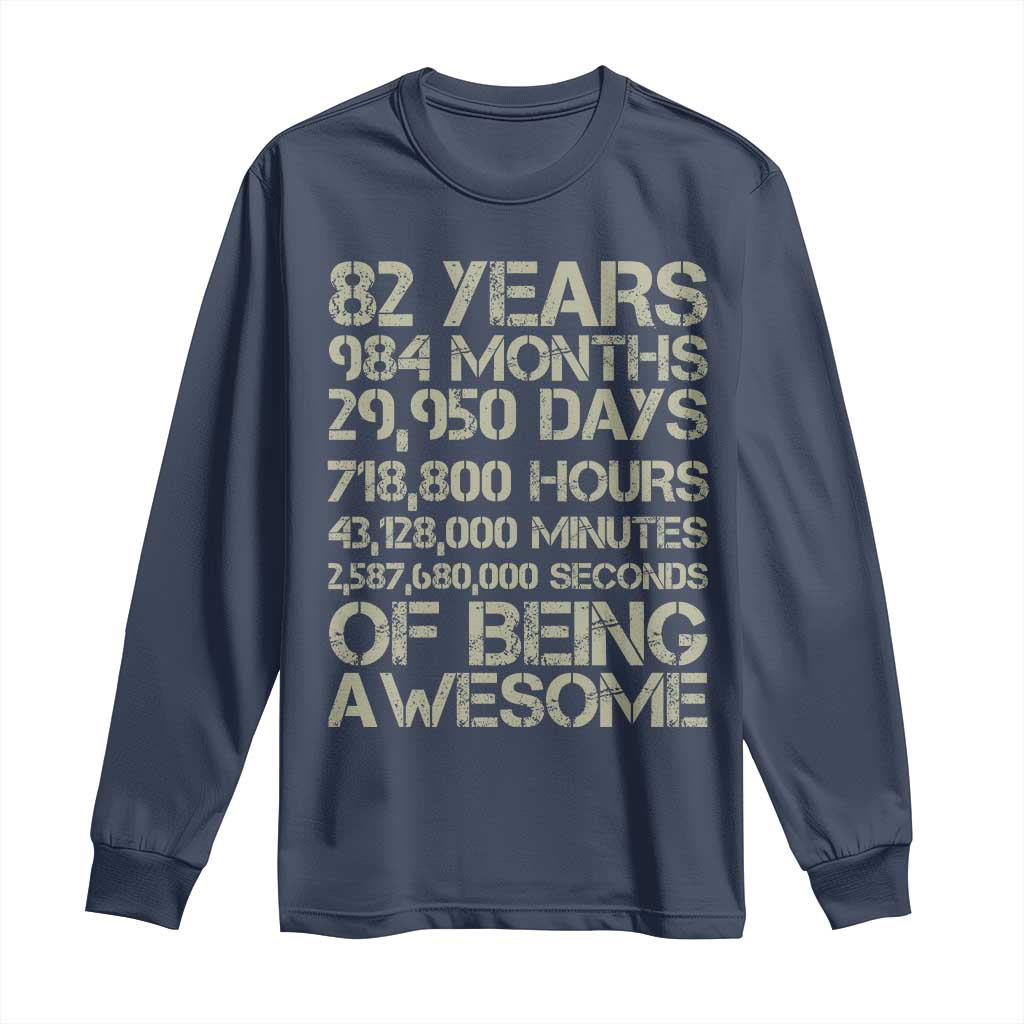 Vintage 82nd Milestone Birthday Long Sleeve Shirt 82 Years Of Being Awesome