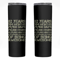 Vintage 82nd Milestone Birthday Skinny Tumbler 82 Years Of Being Awesome