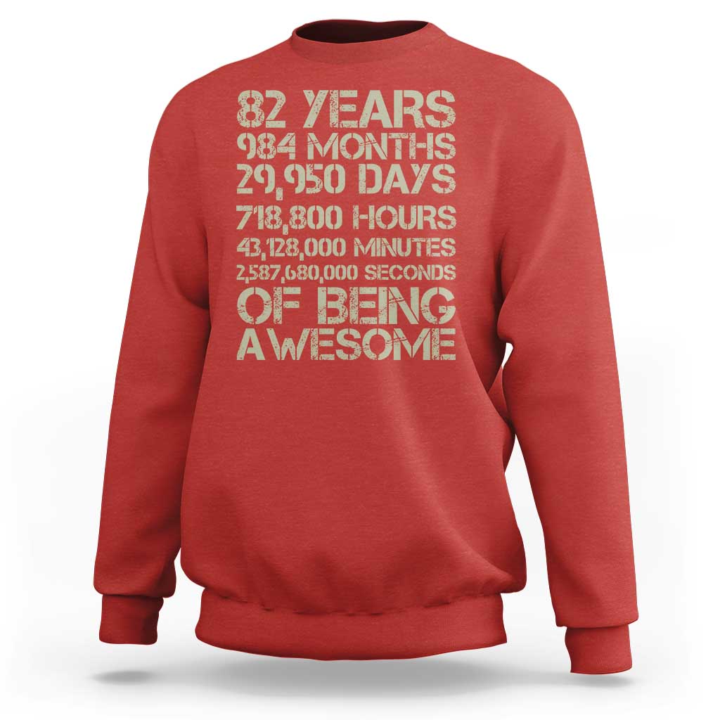 Vintage 82nd Milestone Birthday Sweatshirt 82 Years Of Being Awesome