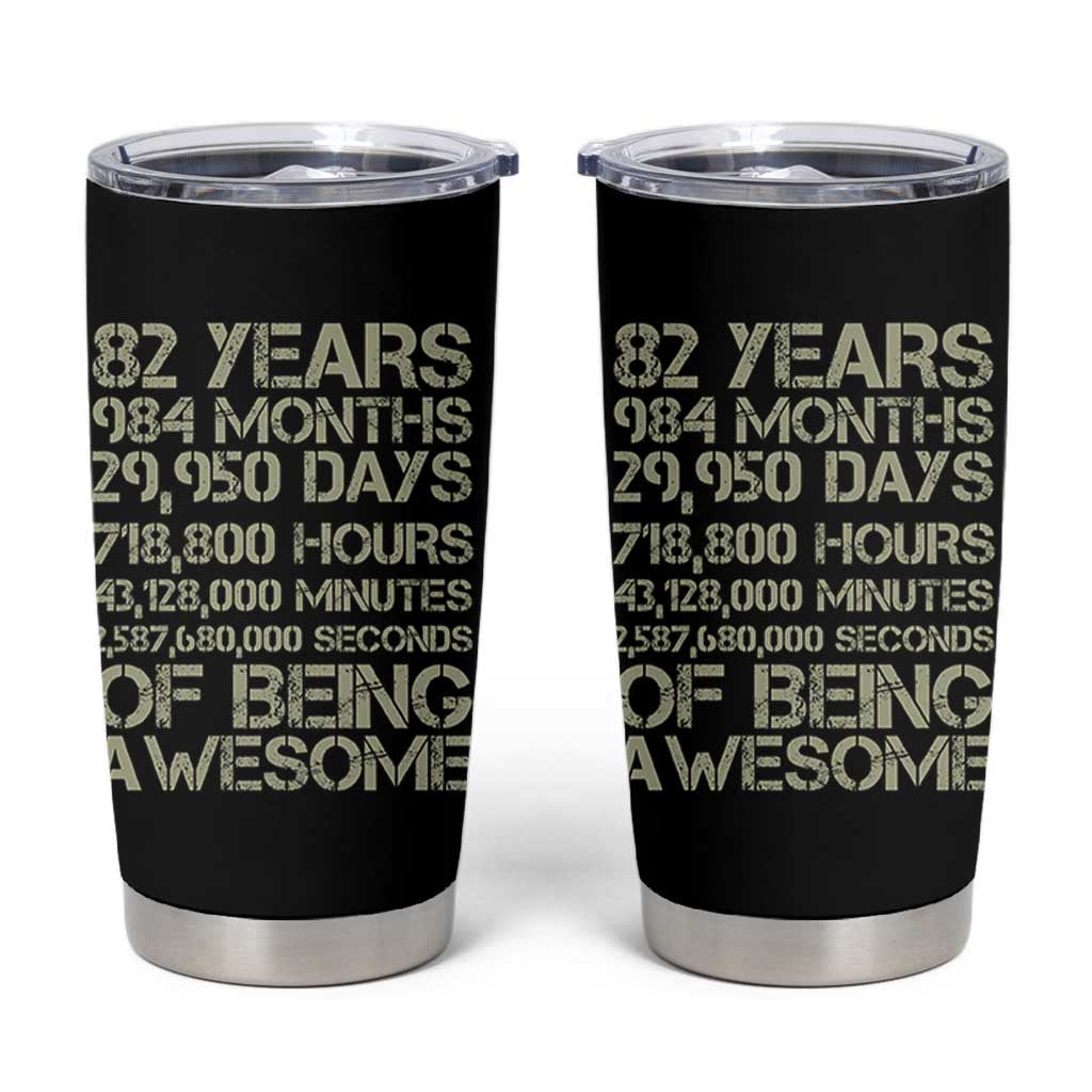 Vintage 82nd Milestone Birthday Tumbler Cup 82 Years Of Being Awesome