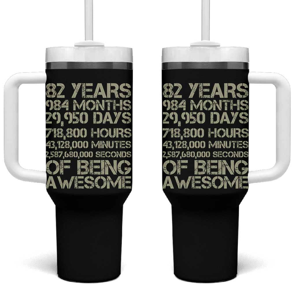 Vintage 82nd Milestone Birthday Tumbler With Handle 82 Years Of Being Awesome