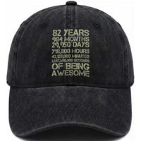 Vintage 82nd Milestone Birthday Washed Cotton Baseball Cap 82 Years Of Being Awesome