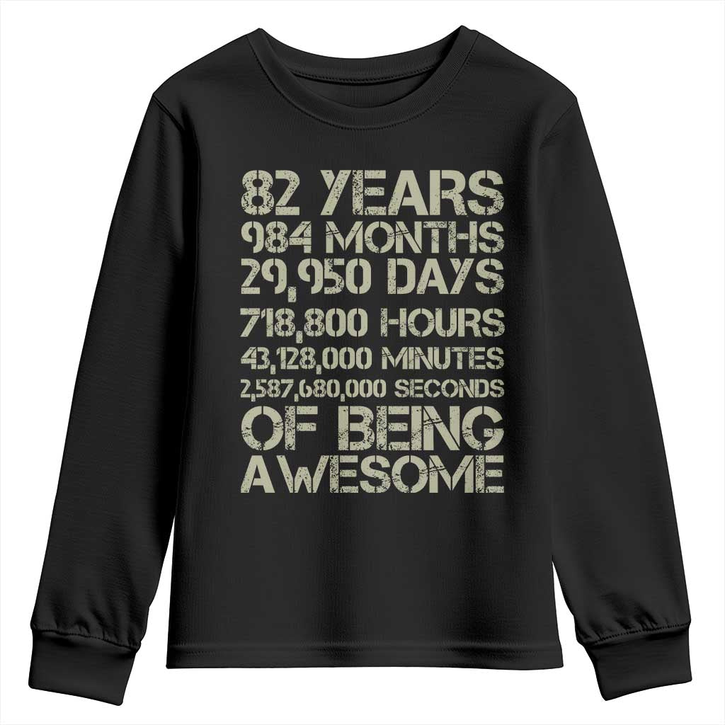 Vintage 82nd Milestone Birthday Youth Sweatshirt 82 Years Of Being Awesome