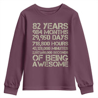 Vintage 82nd Milestone Birthday Youth Sweatshirt 82 Years Of Being Awesome
