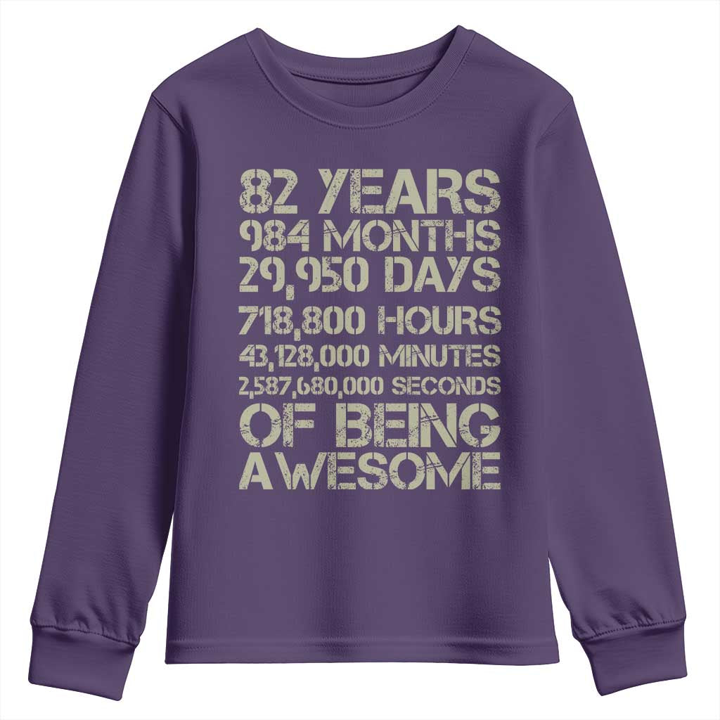 Vintage 82nd Milestone Birthday Youth Sweatshirt 82 Years Of Being Awesome