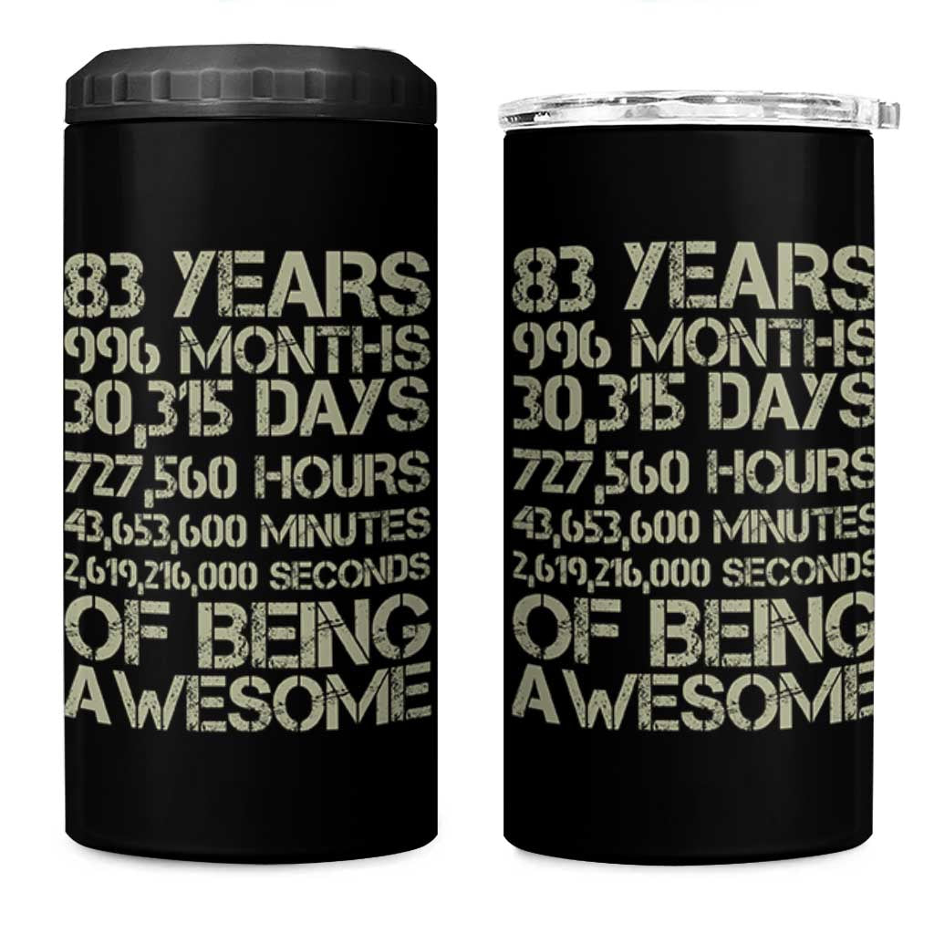 Vintage 83rd Milestone Birthday 4 in 1 Can Cooler Tumbler 83 Years Of Being Awesome