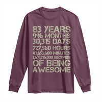 Vintage 83rd Milestone Birthday Long Sleeve Shirt 83 Years Of Being Awesome
