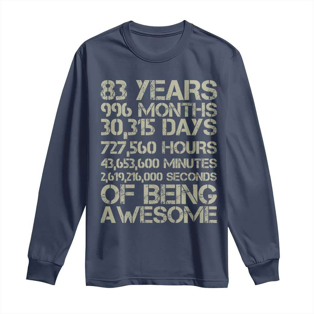 Vintage 83rd Milestone Birthday Long Sleeve Shirt 83 Years Of Being Awesome