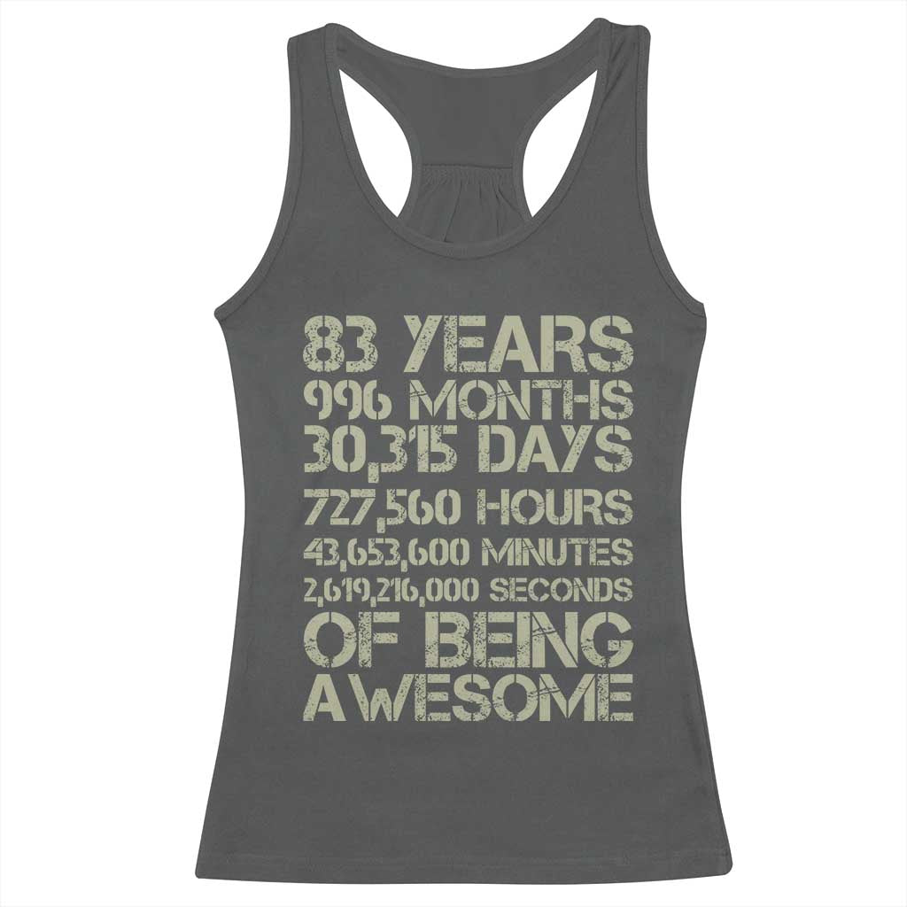 Vintage 83rd Milestone Birthday Racerback Tank Top 83 Years Of Being Awesome
