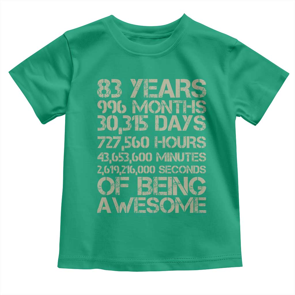 Vintage 83rd Milestone Birthday Toddler T Shirt 83 Years Of Being Awesome