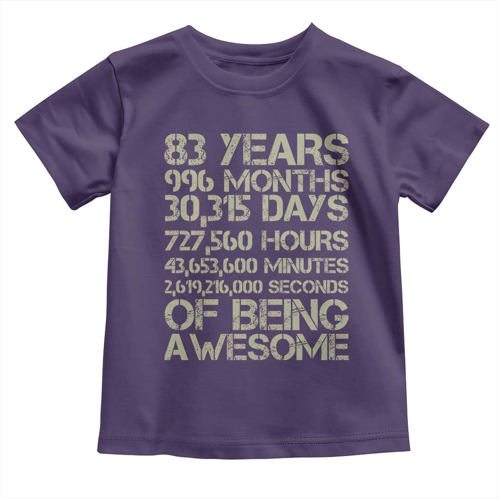Vintage 83rd Milestone Birthday Toddler T Shirt 83 Years Of Being Awesome