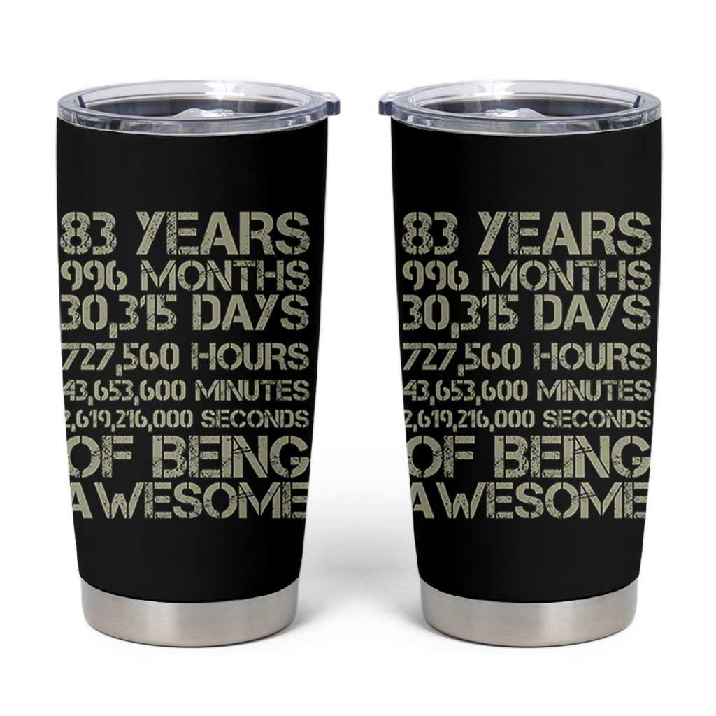 Vintage 83rd Milestone Birthday Tumbler Cup 83 Years Of Being Awesome