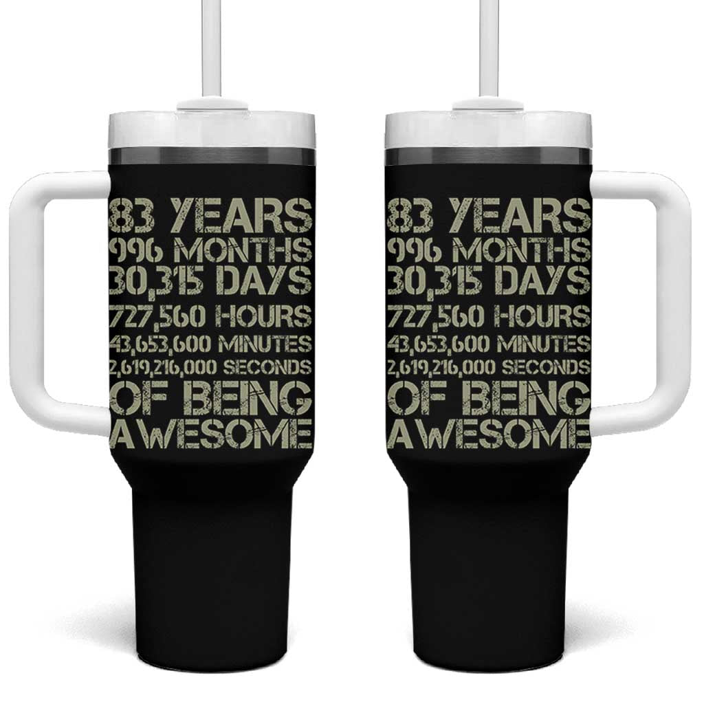 Vintage 83rd Milestone Birthday Tumbler With Handle 83 Years Of Being Awesome