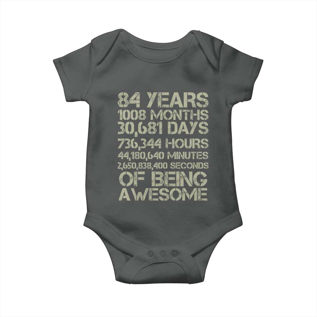 Vintage 84th Milestone Birthday Baby Onesie 84 Years Of Being Awesome