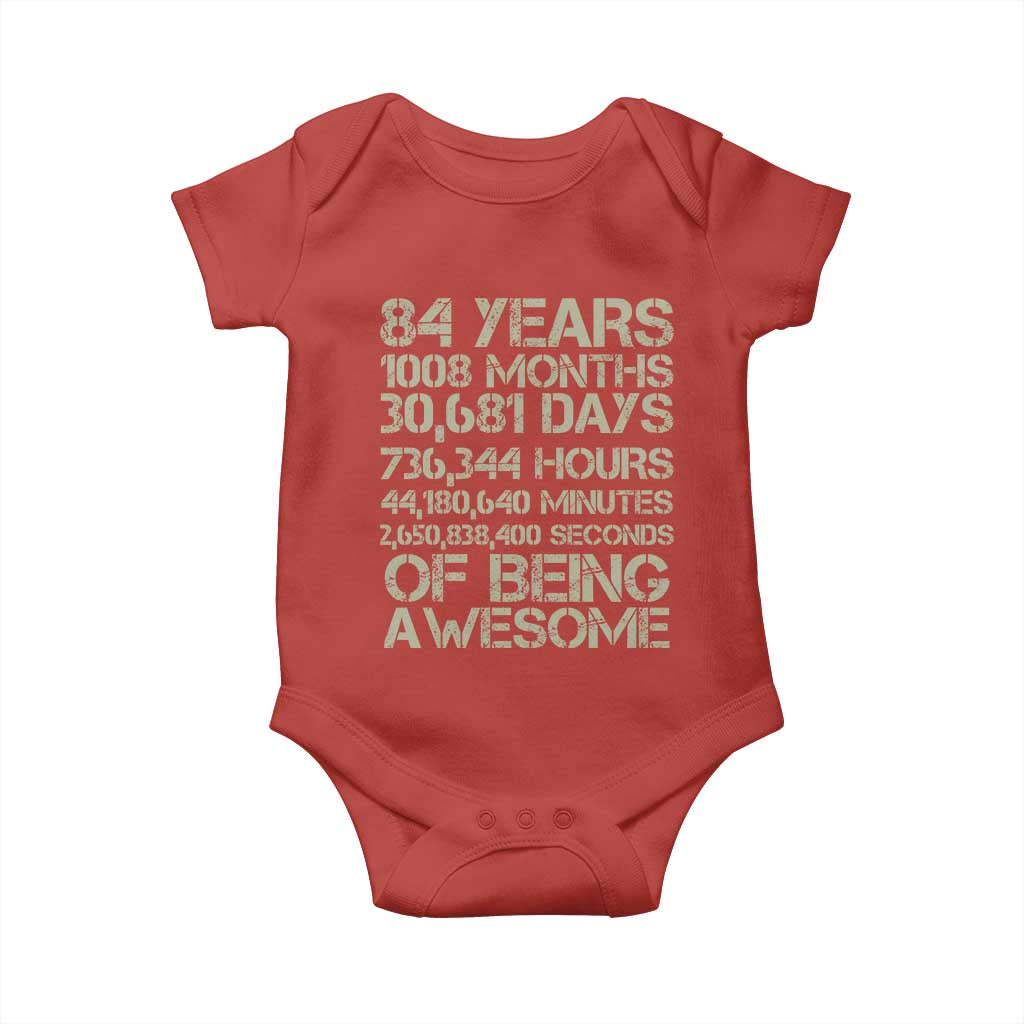 Vintage 84th Milestone Birthday Baby Onesie 84 Years Of Being Awesome