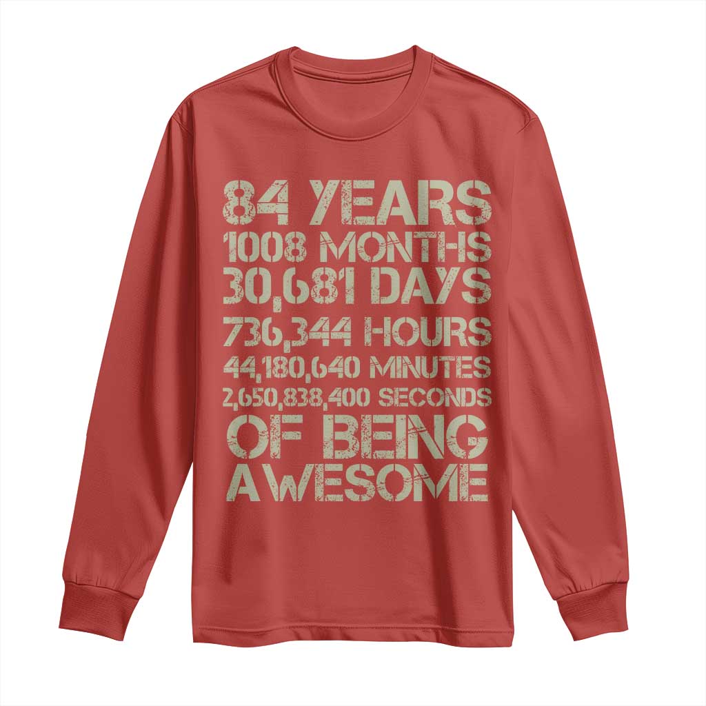 Vintage 84th Milestone Birthday Long Sleeve Shirt 84 Years Of Being Awesome