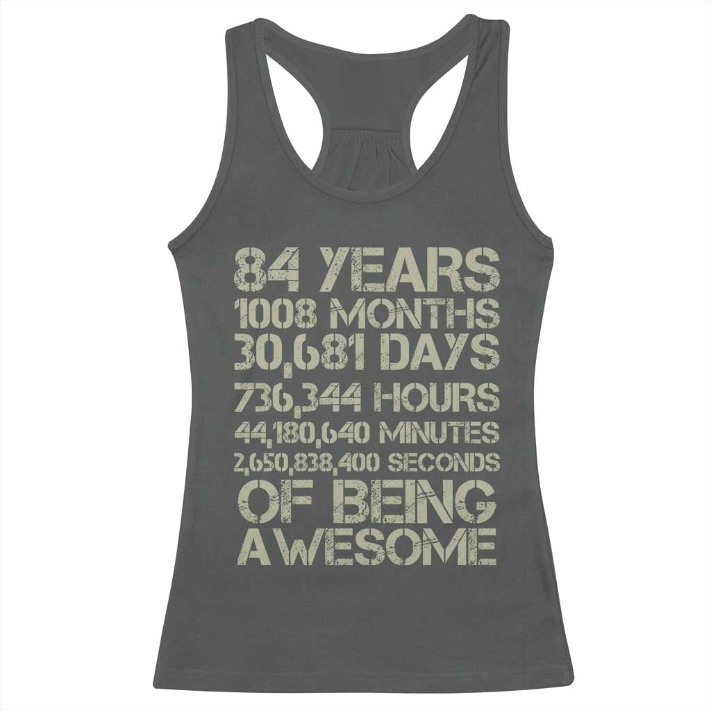 Vintage 84th Milestone Birthday Racerback Tank Top 84 Years Of Being Awesome