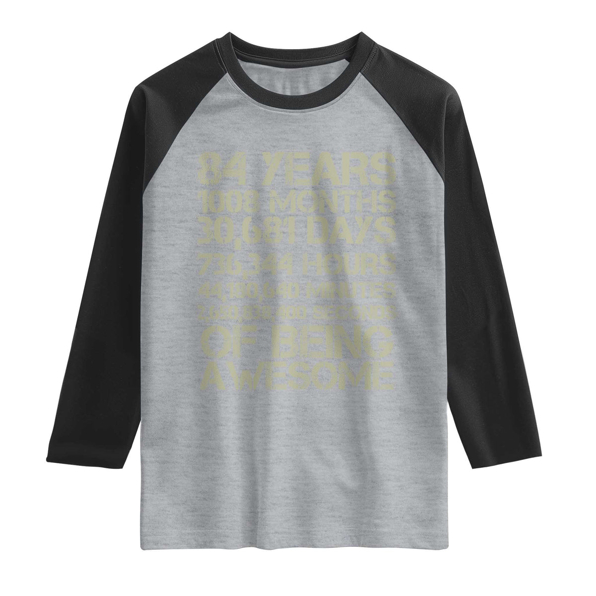 Vintage 84th Milestone Birthday Raglan Shirt 84 Years Of Being Awesome