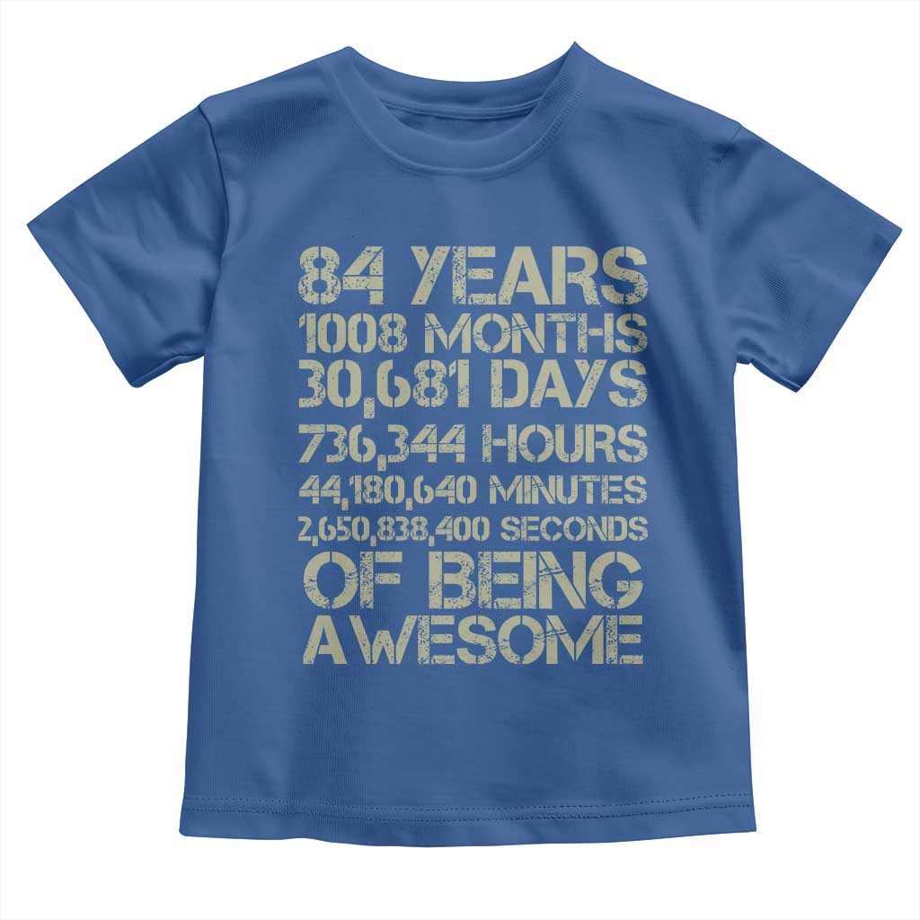 Vintage 84th Milestone Birthday Toddler T Shirt 84 Years Of Being Awesome