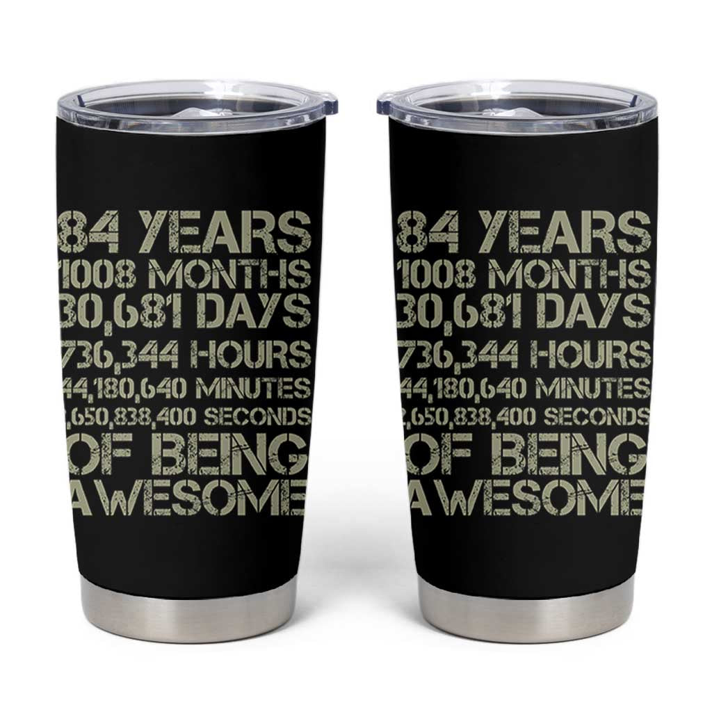 Vintage 84th Milestone Birthday Tumbler Cup 84 Years Of Being Awesome
