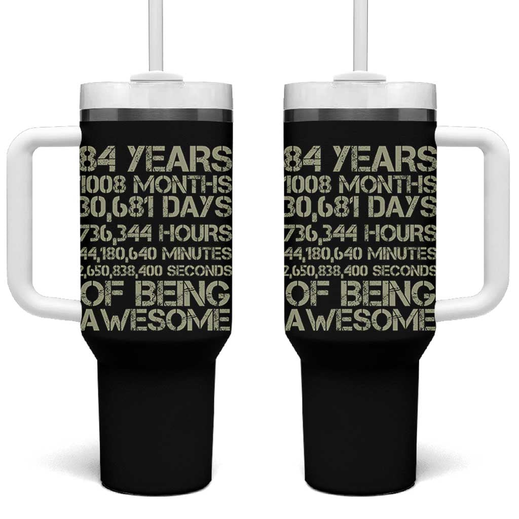 Vintage 84th Milestone Birthday Tumbler With Handle 84 Years Of Being Awesome