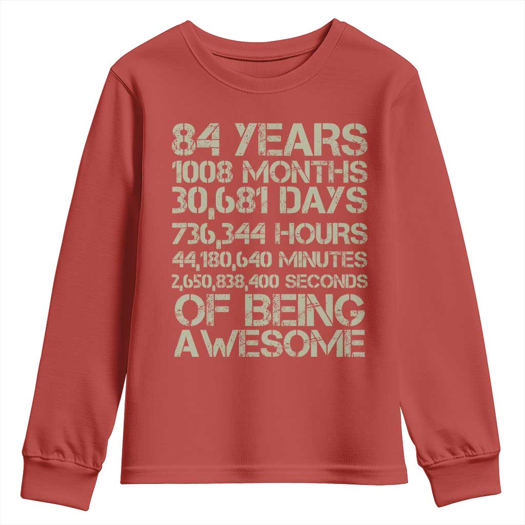 Vintage 84th Milestone Birthday Youth Sweatshirt 84 Years Of Being Awesome