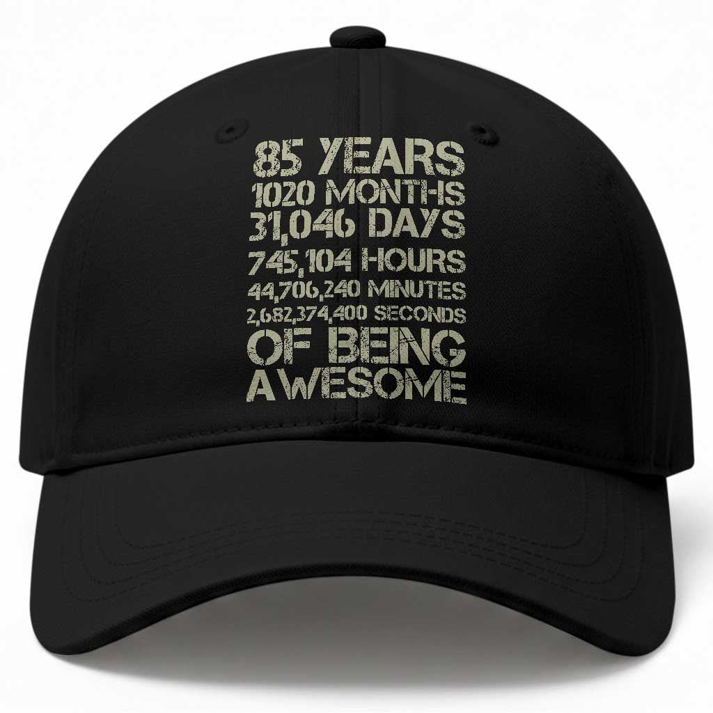 Vintage 85th Milestone Birthday Baseball Cap 85 Years Of Being Awesome