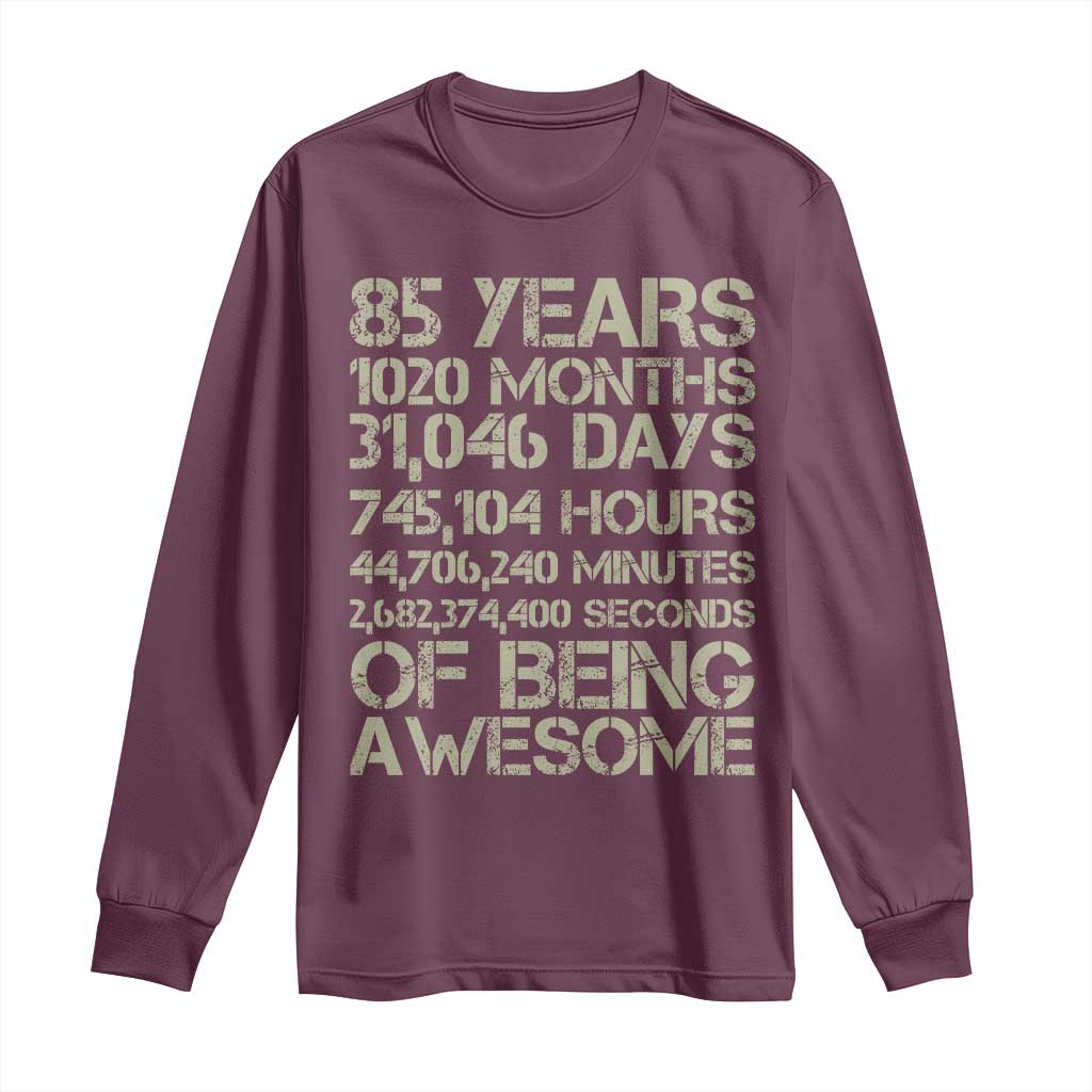 Vintage 85th Milestone Birthday Long Sleeve Shirt 85 Years Of Being Awesome