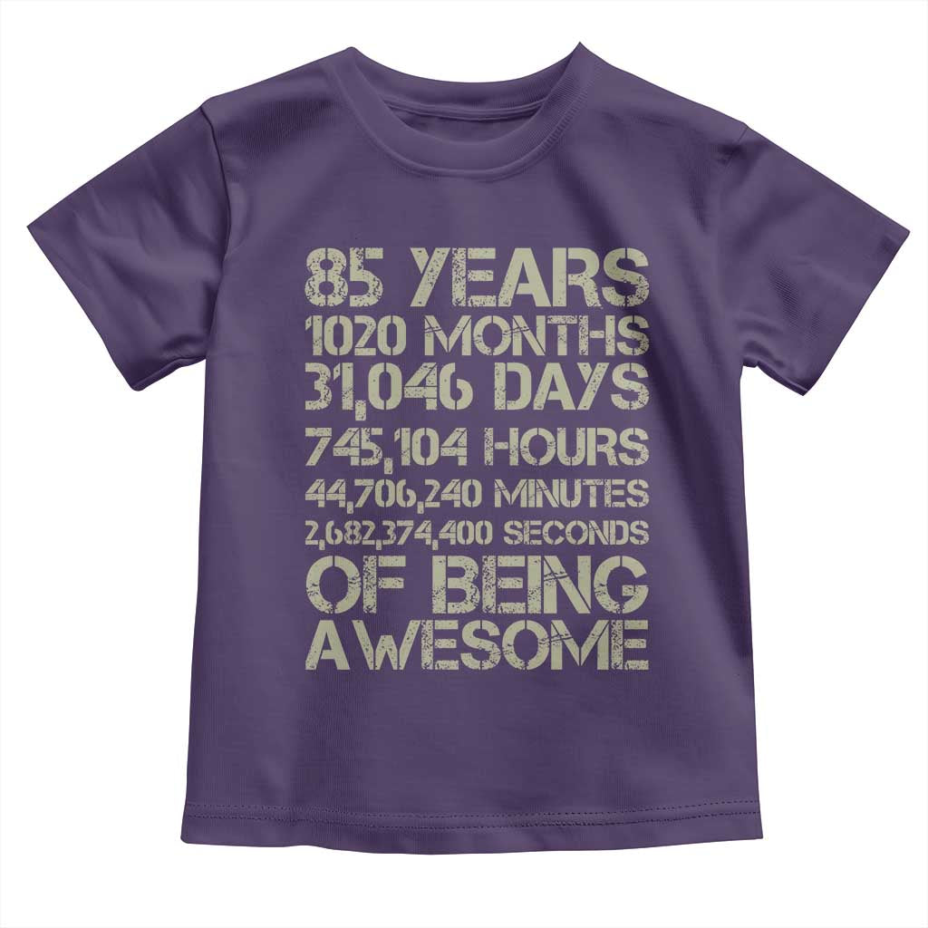 Vintage 85th Milestone Birthday Toddler T Shirt 85 Years Of Being Awesome