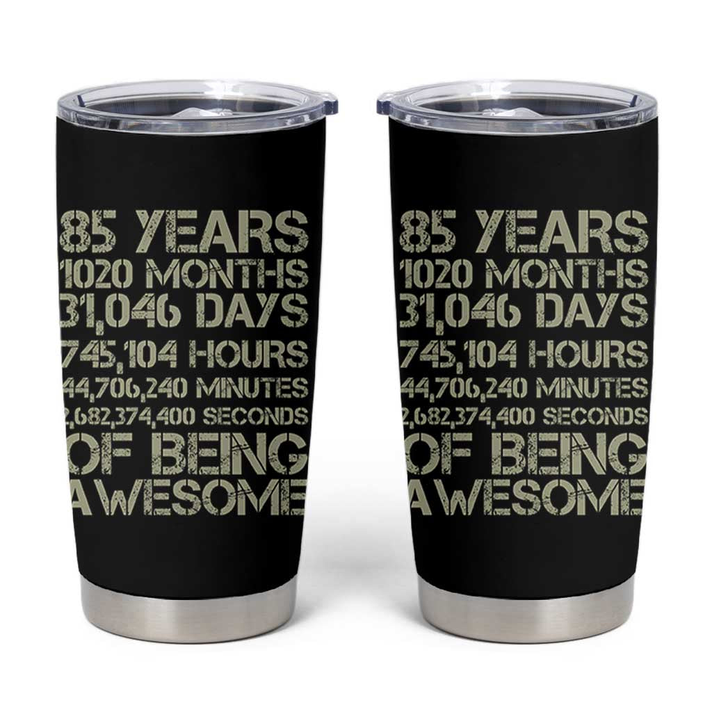 Vintage 85th Milestone Birthday Tumbler Cup 85 Years Of Being Awesome