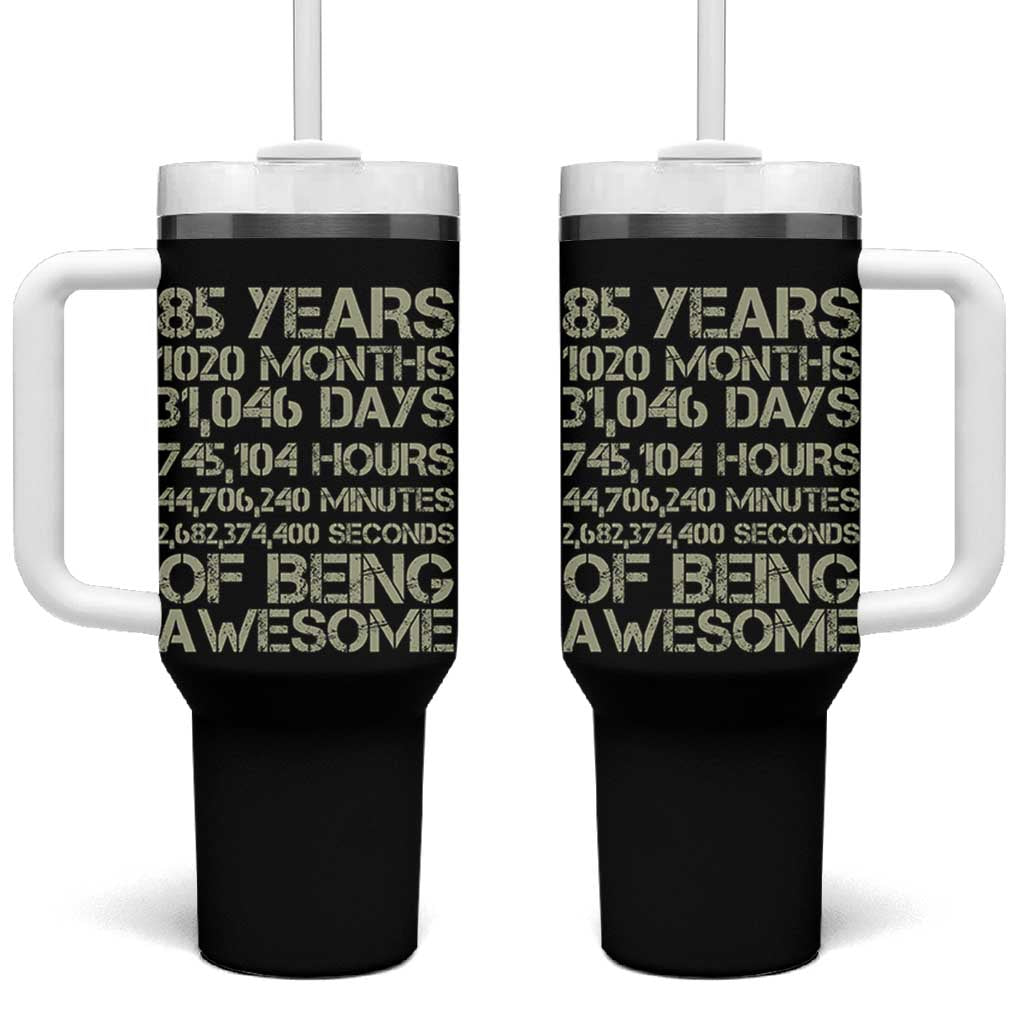 Vintage 85th Milestone Birthday Tumbler With Handle 85 Years Of Being Awesome