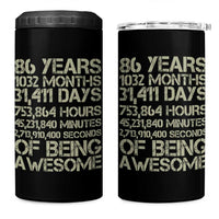Vintage 86th Milestone Birthday 4 in 1 Can Cooler Tumbler 86 Years Of Being Awesome