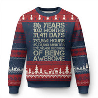 Vintage 86th Milestone Birthday Ugly Christmas Sweater 86 Years Of Being Awesome