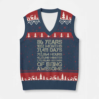Vintage 86th Milestone Birthday V-Neck Knit Sweater Vest 86 Years Of Being Awesome