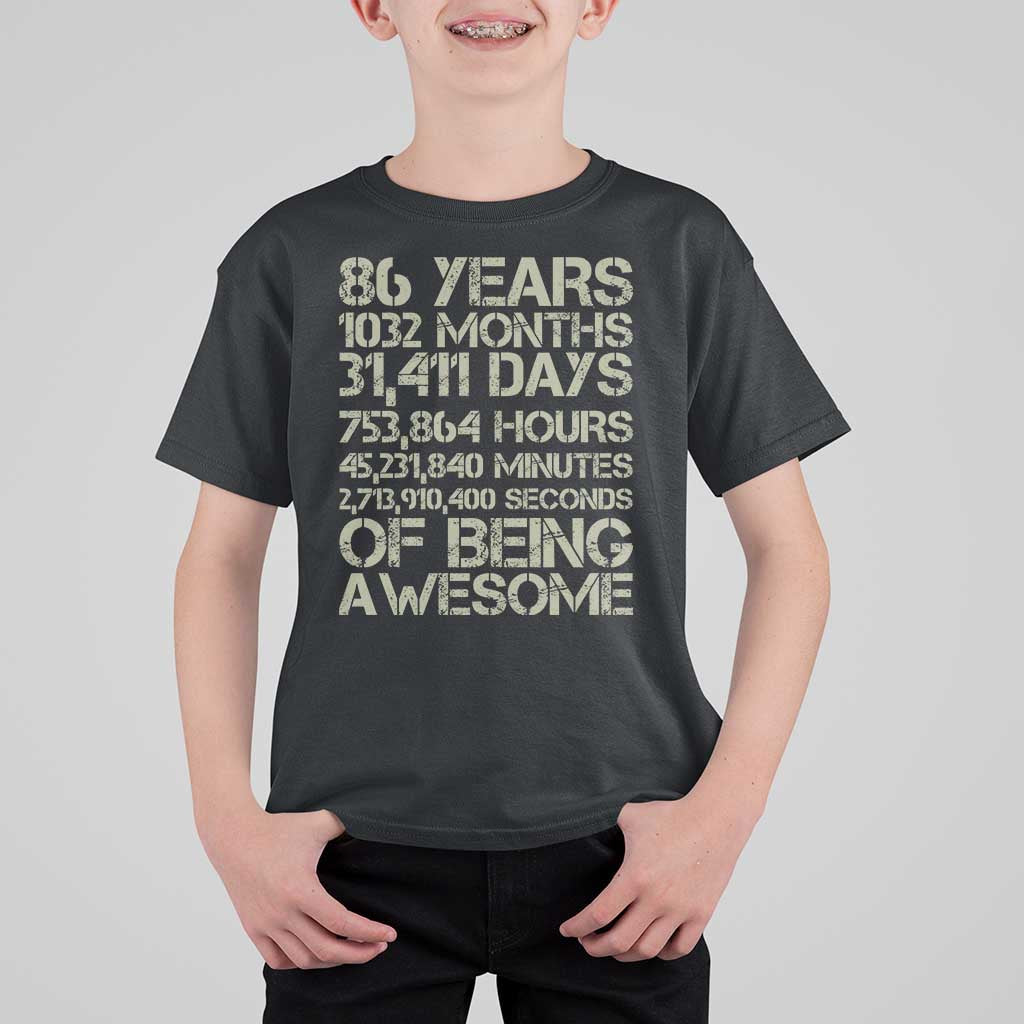 Vintage 86th Milestone Birthday T Shirt For Kid 86 Years Of Being Awesome