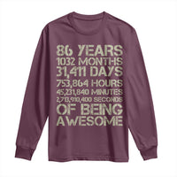 Vintage 86th Milestone Birthday Long Sleeve Shirt 86 Years Of Being Awesome