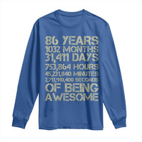 Vintage 86th Milestone Birthday Long Sleeve Shirt 86 Years Of Being Awesome