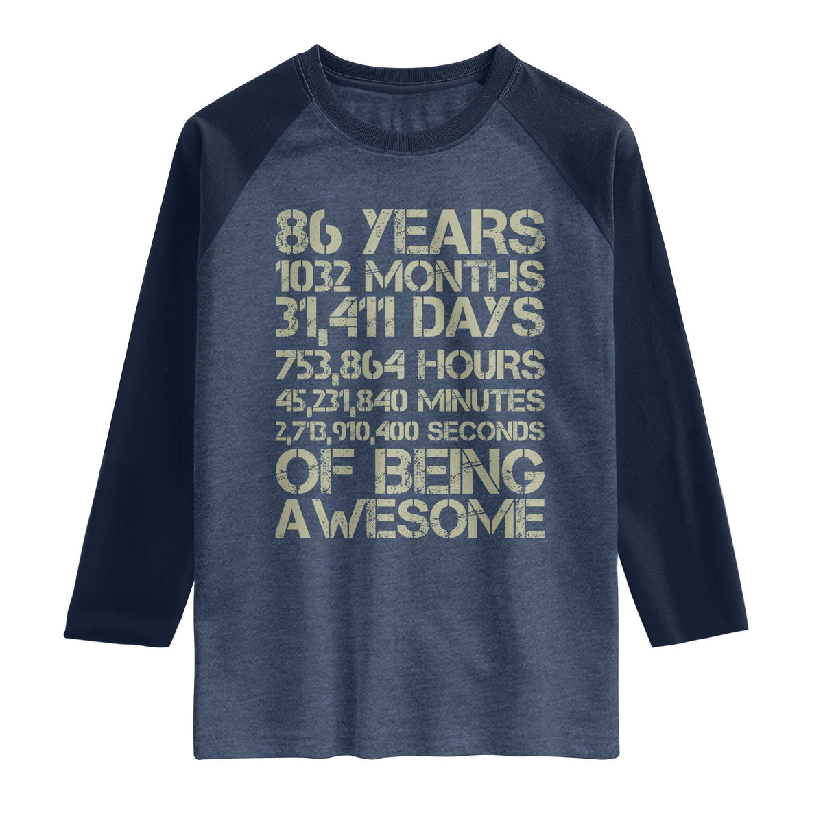 Vintage 86th Milestone Birthday Raglan Shirt 86 Years Of Being Awesome
