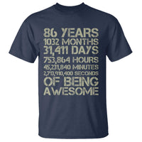 Vintage 86th Milestone Birthday T Shirt 86 Years Of Being Awesome