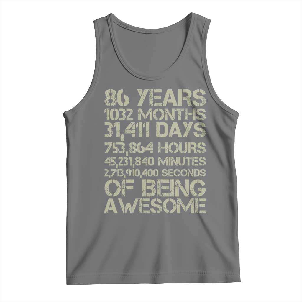 Vintage 86th Milestone Birthday Tank Top 86 Years Of Being Awesome
