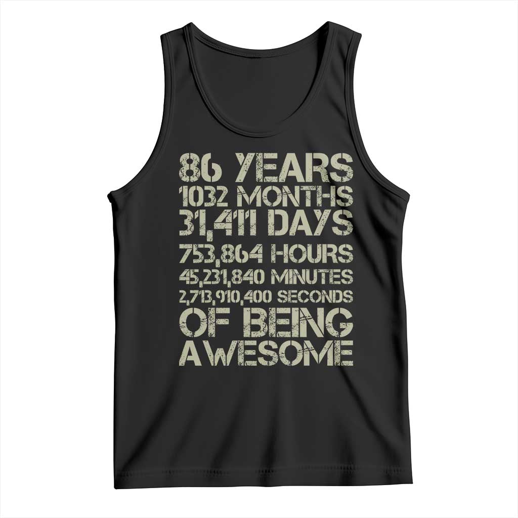 Vintage 86th Milestone Birthday Tank Top 86 Years Of Being Awesome