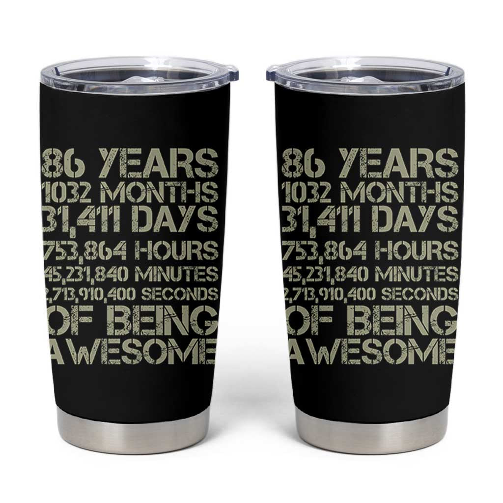 Vintage 86th Milestone Birthday Tumbler Cup 86 Years Of Being Awesome
